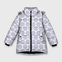 Куртка зимняя для девочки Ретро круги контурные, цвет: 3D-черный