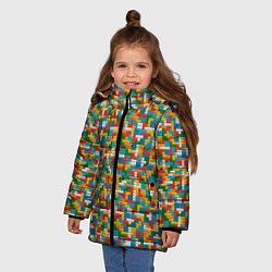 Куртка зимняя для девочки Плитки тетриса, цвет: 3D-черный — фото 2