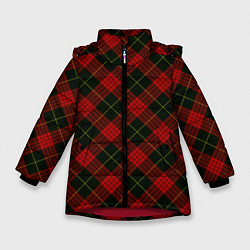 Куртка зимняя для девочки Красно-зелёный клетчатый, цвет: 3D-красный