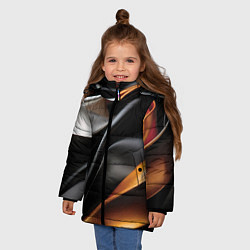 Куртка зимняя для девочки Черная и оранжевая материя, цвет: 3D-красный — фото 2