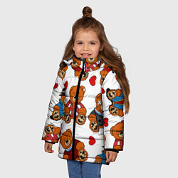 Куртка зимняя для девочки Мишки с сердцами - персонажи из Слово пацана, цвет: 3D-черный — фото 2