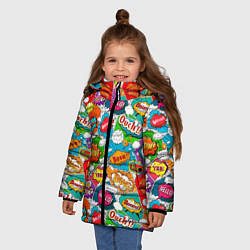 Куртка зимняя для девочки Bang Boom Ouch pop art pattern, цвет: 3D-светло-серый — фото 2