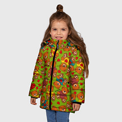 Куртка зимняя для девочки Маленькие мишки и сердечки, цвет: 3D-светло-серый — фото 2