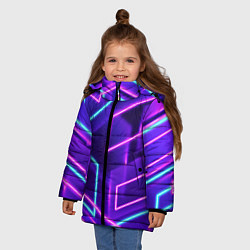 Куртка зимняя для девочки Neon Geometric, цвет: 3D-черный — фото 2