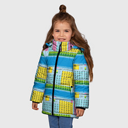 Куртка зимняя для девочки Узор из таблицы Менделеева, цвет: 3D-красный — фото 2