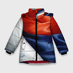 Куртка зимняя для девочки Белая синяя красная абстракция, цвет: 3D-красный