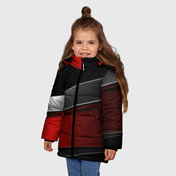 Куртка зимняя для девочки Красный серый и черный, цвет: 3D-светло-серый — фото 2