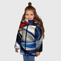 Куртка зимняя для девочки Изогнутая абстракция, цвет: 3D-красный — фото 2