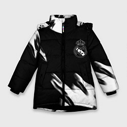 Куртка зимняя для девочки Real madrid белые краски текстура, цвет: 3D-черный
