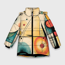 Куртка зимняя для девочки Симфония абстракций, цвет: 3D-черный