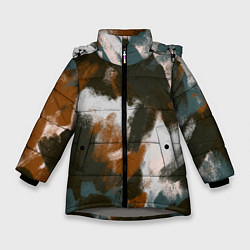 Куртка зимняя для девочки Цветные мазки - паттерн, цвет: 3D-светло-серый