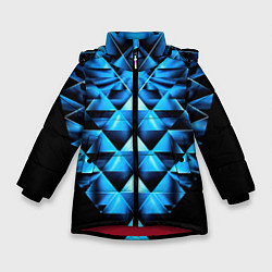 Куртка зимняя для девочки Синие абстрактные ромбики, цвет: 3D-красный