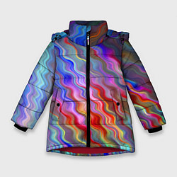 Зимняя куртка для девочки Волнистые разноцветные линии