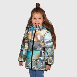 Куртка зимняя для девочки Грани стеклянного камня, цвет: 3D-светло-серый — фото 2