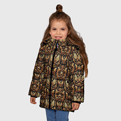 Куртка зимняя для девочки Золотой объемный герб России паттерн, цвет: 3D-красный — фото 2