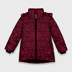 Куртка зимняя для девочки Мандала чёрно-розовый, цвет: 3D-черный