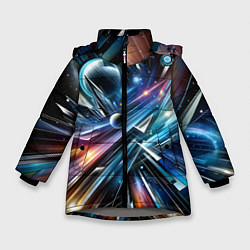 Куртка зимняя для девочки Космос - футуризм, цвет: 3D-светло-серый