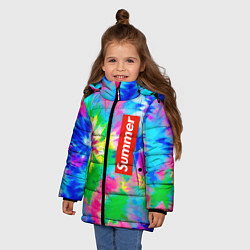 Куртка зимняя для девочки Color abstraction - summer, цвет: 3D-черный — фото 2