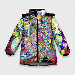 Куртка зимняя для девочки Сплетение Инь Ян, цвет: 3D-светло-серый