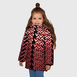 Куртка зимняя для девочки Красные стрелки на чёрном фоне киберпанк, цвет: 3D-черный — фото 2