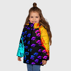 Куртка зимняя для девочки Brawl stars neon logo kids, цвет: 3D-красный — фото 2