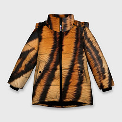 Куртка зимняя для девочки Тигровая шкура, цвет: 3D-черный