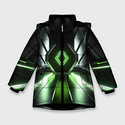 Куртка зимняя для девочки Зеленый луч, цвет: 3D-черный