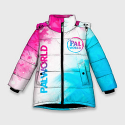 Куртка зимняя для девочки Palworld neon gradient style вертикально, цвет: 3D-черный