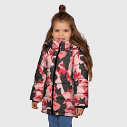 Куртка зимняя для девочки Розовый камуфляж из котов, цвет: 3D-светло-серый — фото 2