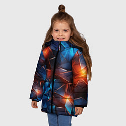 Куртка зимняя для девочки Синие и красные осколки стекла, цвет: 3D-светло-серый — фото 2