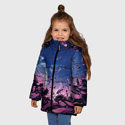 Куртка зимняя для девочки Абстрактные частицы в космосе, цвет: 3D-красный — фото 2