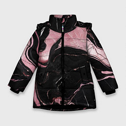 Куртка зимняя для девочки Черно-розовый мрамор, цвет: 3D-черный