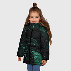 Куртка зимняя для девочки Черно-зеленый мрамор, цвет: 3D-светло-серый — фото 2
