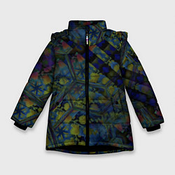 Куртка зимняя для девочки Креативный геометрический узор, цвет: 3D-черный