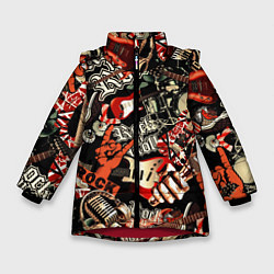 Куртка зимняя для девочки Рок патерн, цвет: 3D-красный