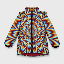Куртка зимняя для девочки Оптическая иллюзия в виде цветка, цвет: 3D-красный