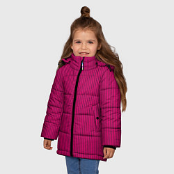 Куртка зимняя для девочки Насыщенный тёмно-розовый в полоску, цвет: 3D-черный — фото 2