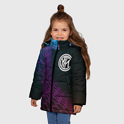 Куртка зимняя для девочки Inter футбольная сетка, цвет: 3D-черный — фото 2