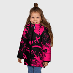 Куртка зимняя для девочки Lil peep pink steel rap, цвет: 3D-черный — фото 2