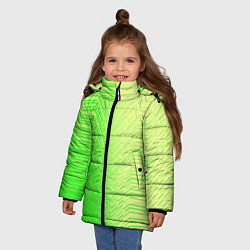 Куртка зимняя для девочки Зелёные градиентные линии, цвет: 3D-светло-серый — фото 2
