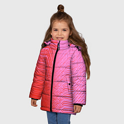 Куртка зимняя для девочки Красные градиентные линии, цвет: 3D-черный — фото 2