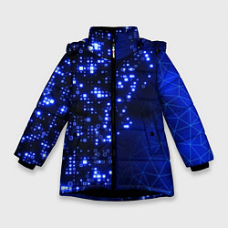 Куртка зимняя для девочки Растворяющийся цифровой скин, цвет: 3D-черный