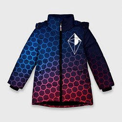 Куртка зимняя для девочки No Mans Sky неоновые соты, цвет: 3D-черный