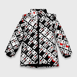 Куртка зимняя для девочки Абстрактный узор на чёрном фоне, цвет: 3D-черный