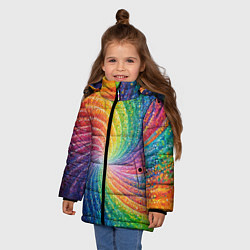 Куртка зимняя для девочки Радужные узоры яркие, цвет: 3D-светло-серый — фото 2