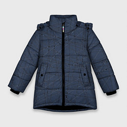 Куртка зимняя для девочки Абстракция порезы стальной синий, цвет: 3D-черный