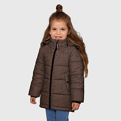 Куртка зимняя для девочки Абстракция порезы коричневый, цвет: 3D-черный — фото 2