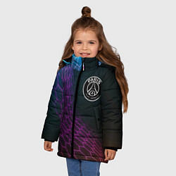 Куртка зимняя для девочки PSG футбольная сетка, цвет: 3D-черный — фото 2