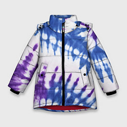 Куртка зимняя для девочки Сине-фиолетовый узор тай дай, цвет: 3D-красный