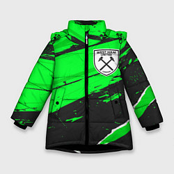 Куртка зимняя для девочки West Ham sport green, цвет: 3D-черный